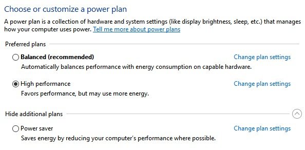 Adjust Windows power settings