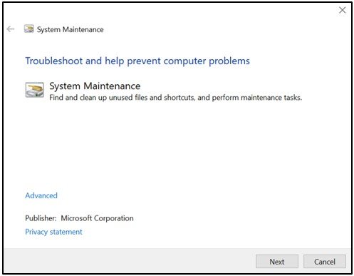 Run Windows System Maintenance